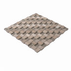 Textured Mini Brick Wooden Beige And Glass Mosaic Tile | Tile Club