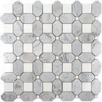 Thassos Square And Carrara Octagon Marble Mosaic Tile
