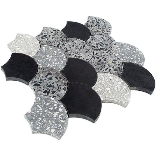 Black and Gray Terrazzo Scale Mosaic Tile | Tile Club