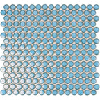 Turquoise Blue Buttons Porcelain Penny Round Tile