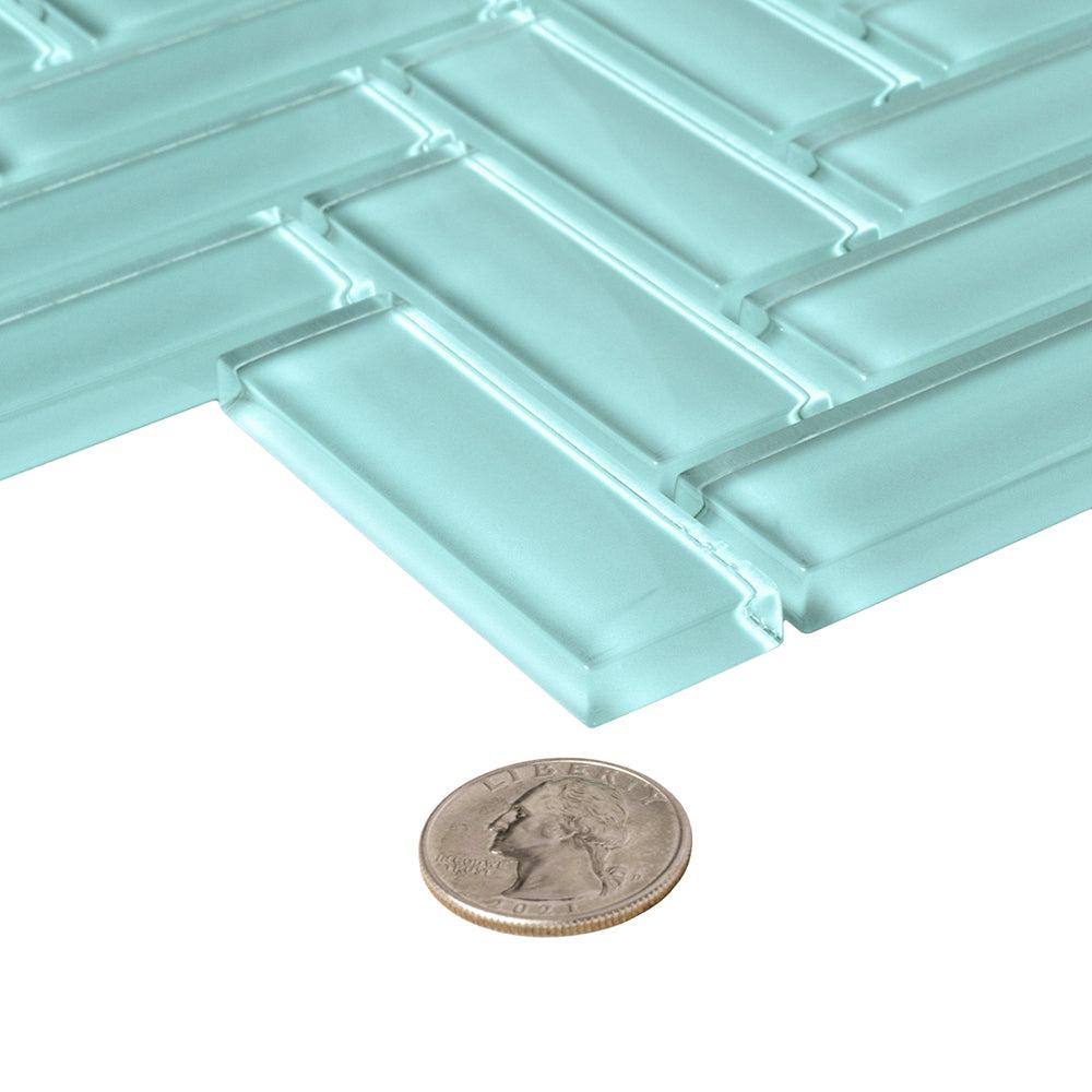 Turquoise Herringbone Glass Tile