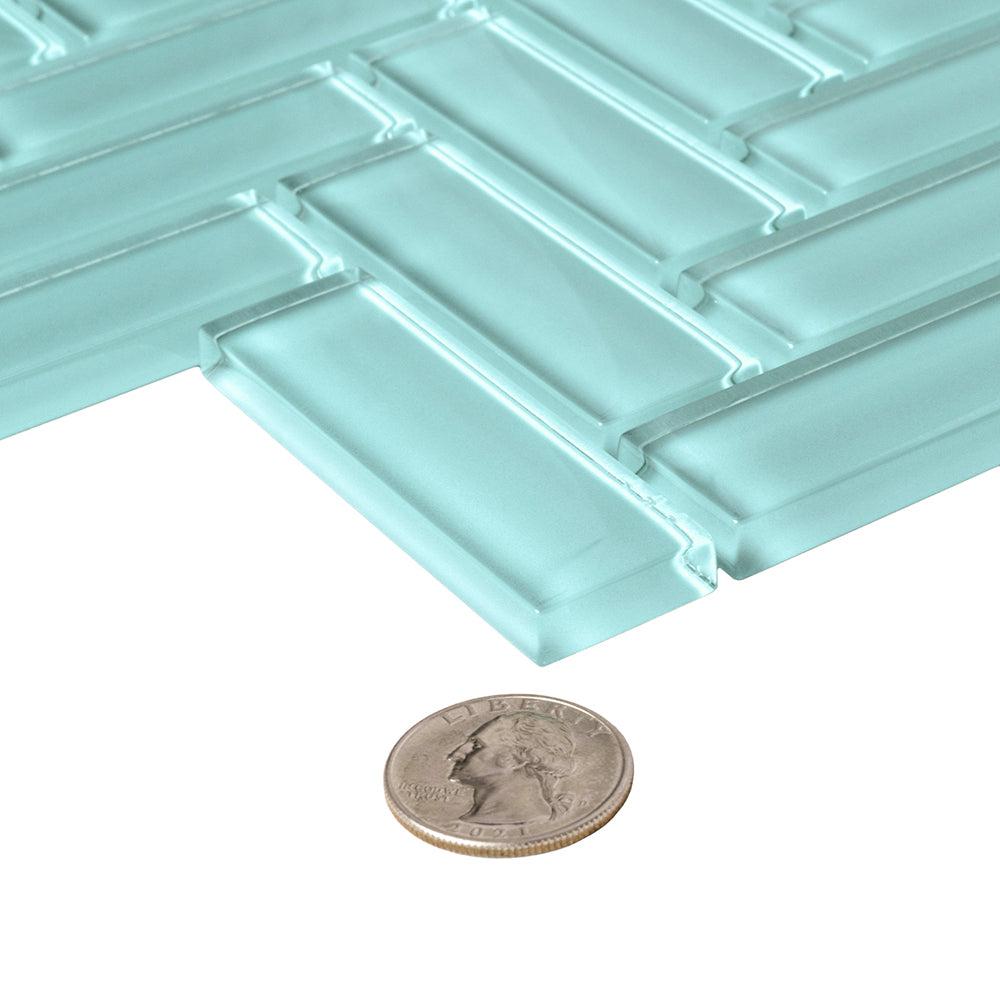 Turquoise Herringbone Glass Tile | Tile Club