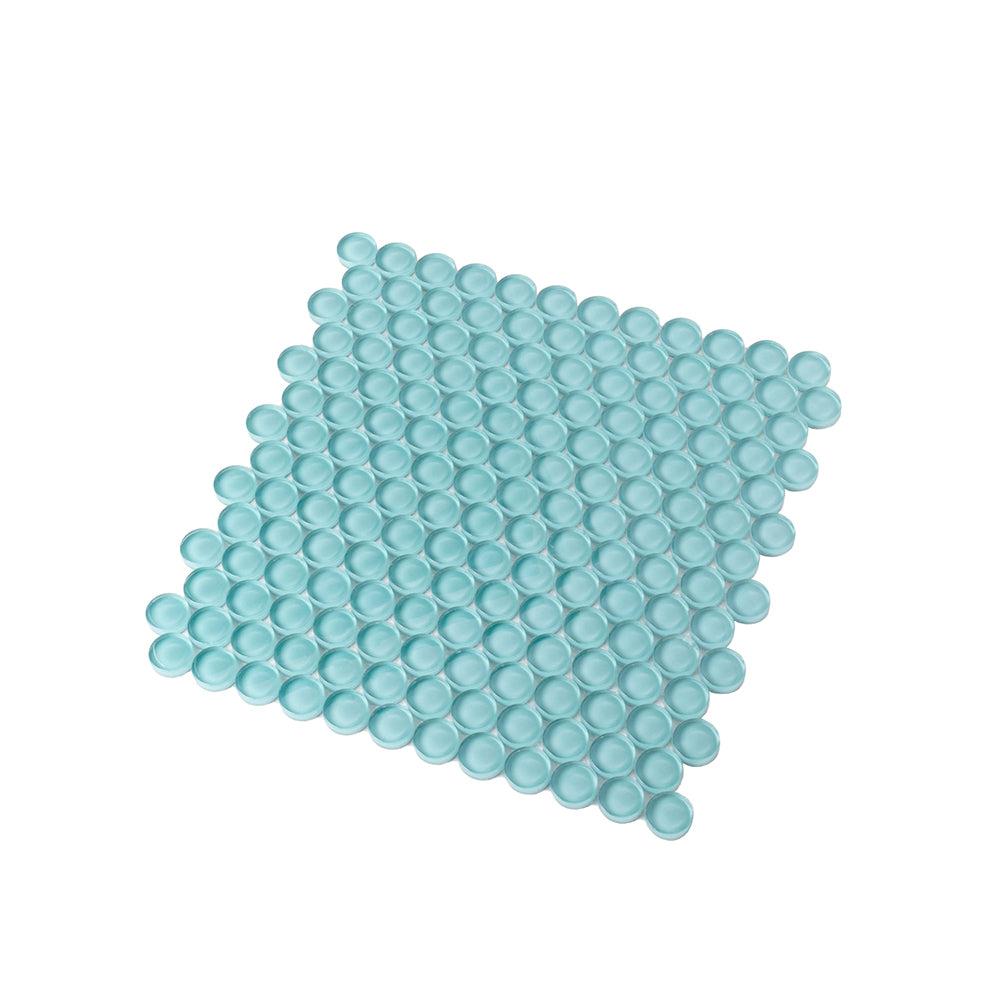 Turquoise Penny Round Glass Tile | Tile Club