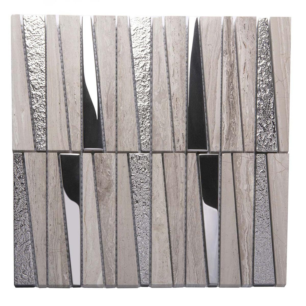 Villa Pyramids Gray Marble & Glass Mosaic Tile Sample