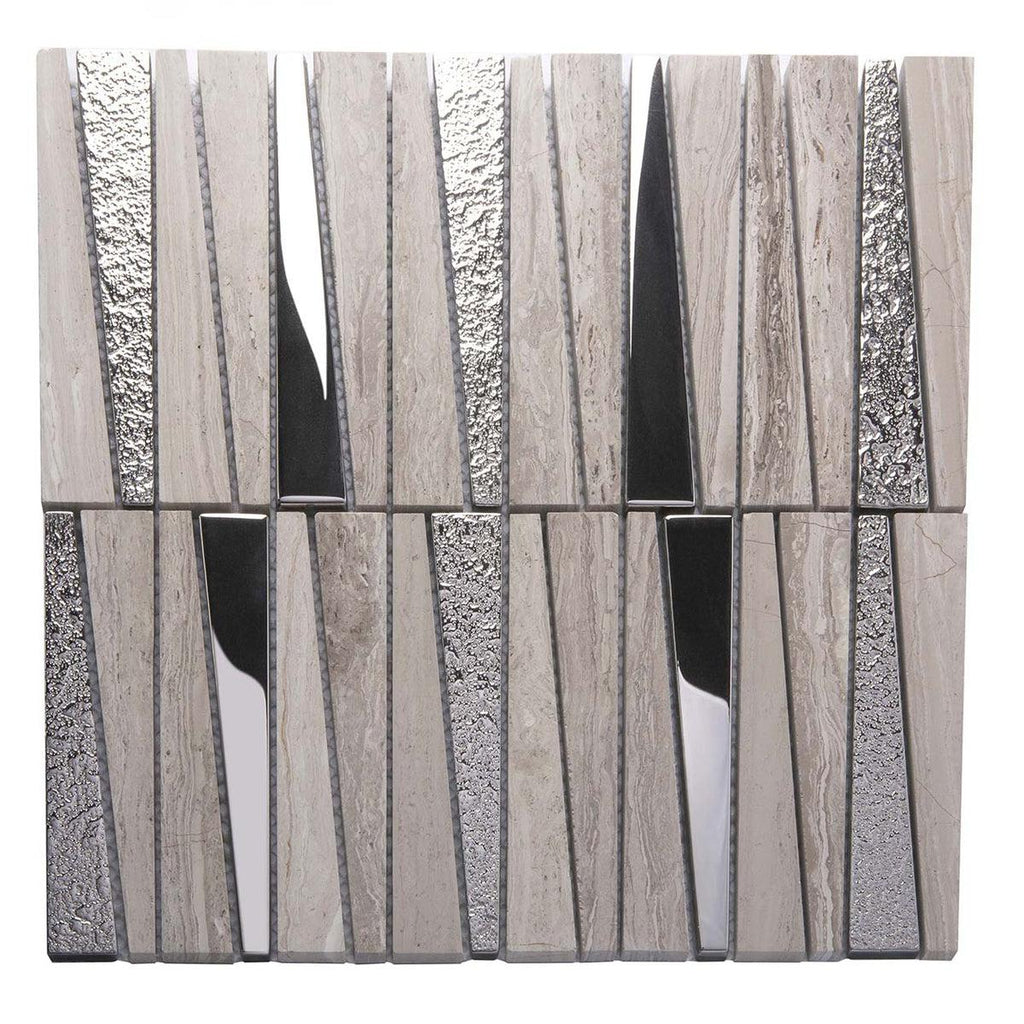 Villa Pyramids Gray Marble & Glass Mosaic Tile