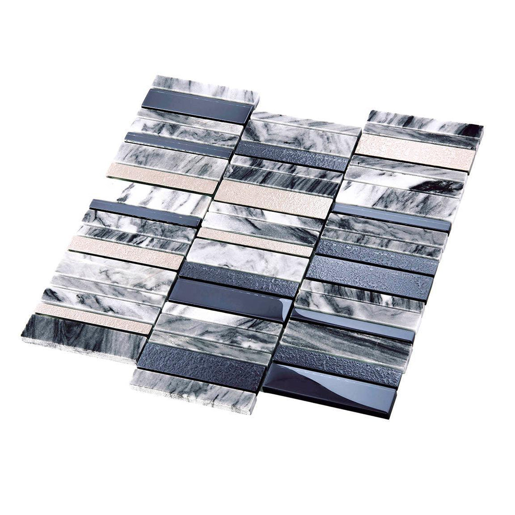 Villa Rapids Blue Glass & Marble Mosaic Tile | Tile Club