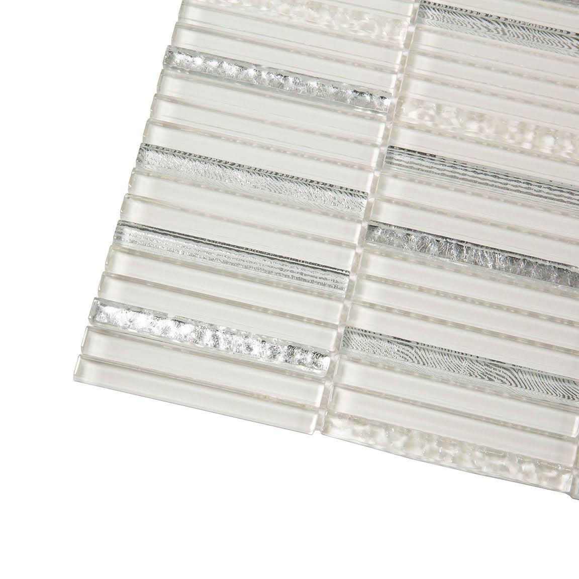 Waterfall Platinum White Glass Mosaic Tile | Tile Club