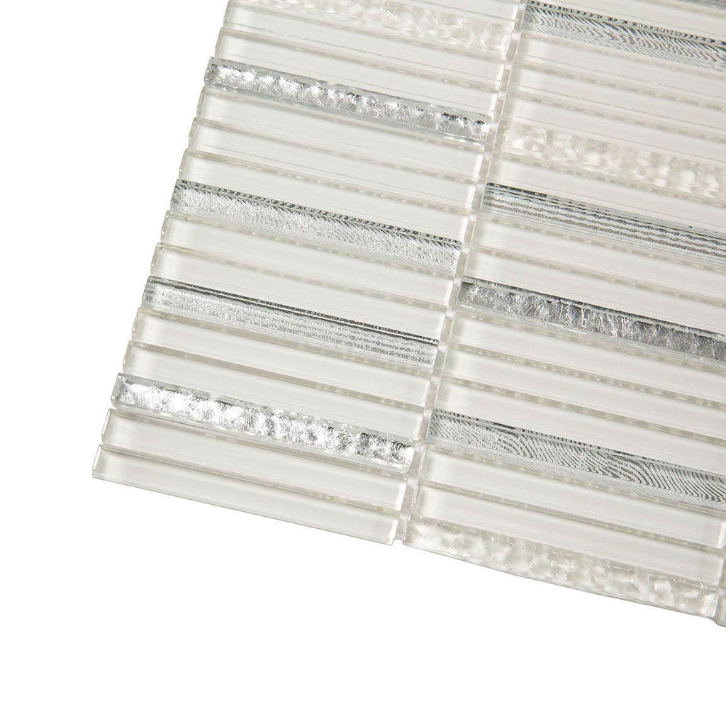 Waterfall Platinum White Glass Mosaic Tile | Tile Club