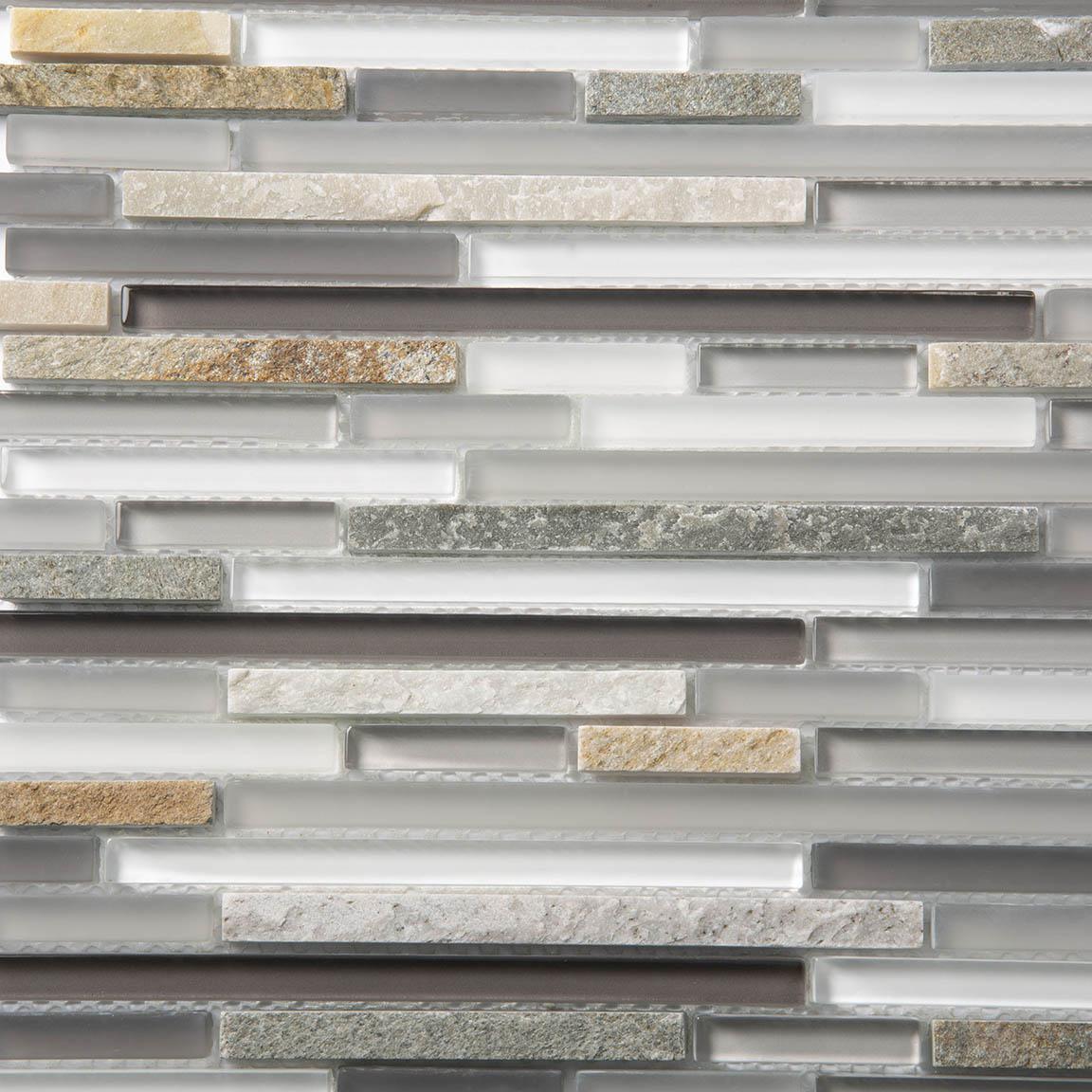 Waterfall Quartz Linear Glass And Quartz Mosaic Tile | Tile Club