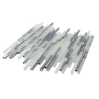 Waterfall Silver White Linear Glass & Metal Mosaic Tile | Tile Club
