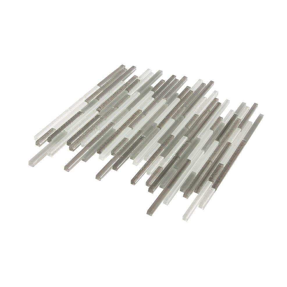 Waterfall White And Grey Linear Glass Mosaic Tile