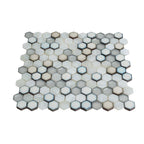 White Ceramic And Pearl Glass Hexagon Mosaic Tile | Tile Club