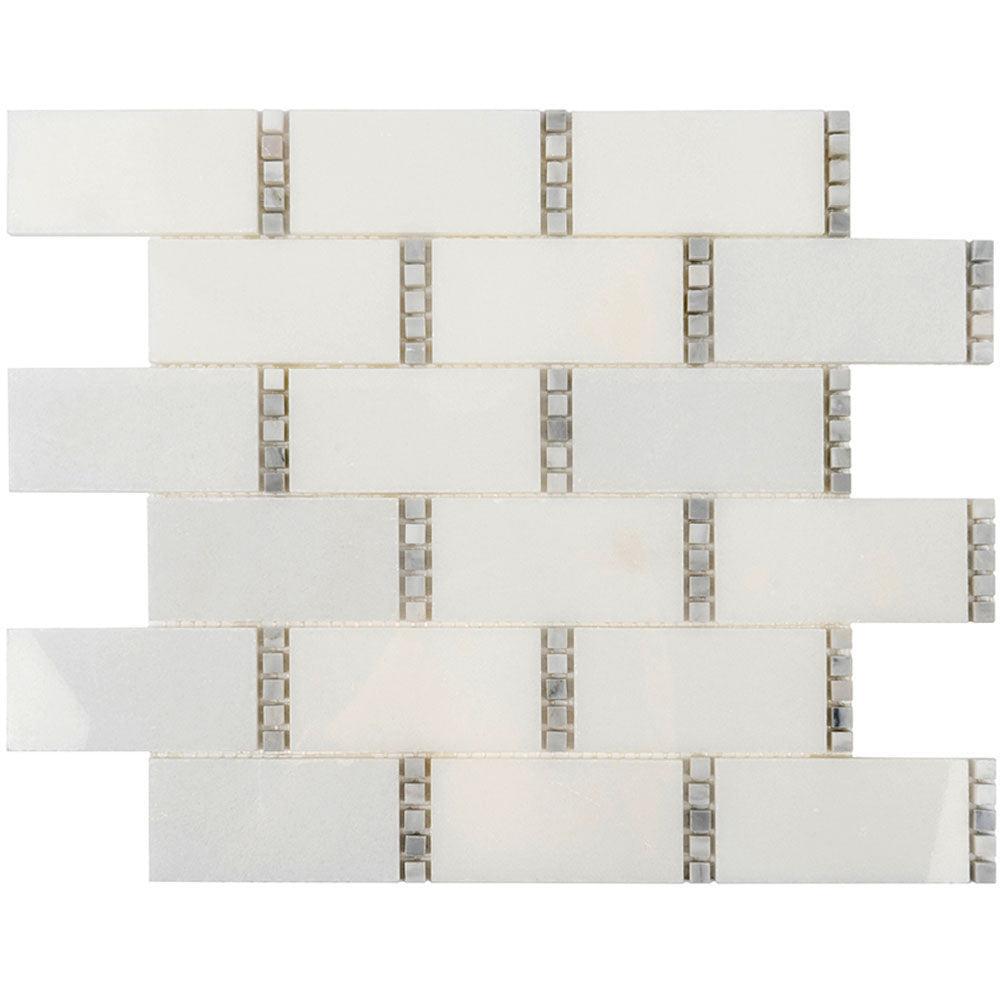 White Marble Subway Mosaic Tile With Carrara Dots | Tile Club