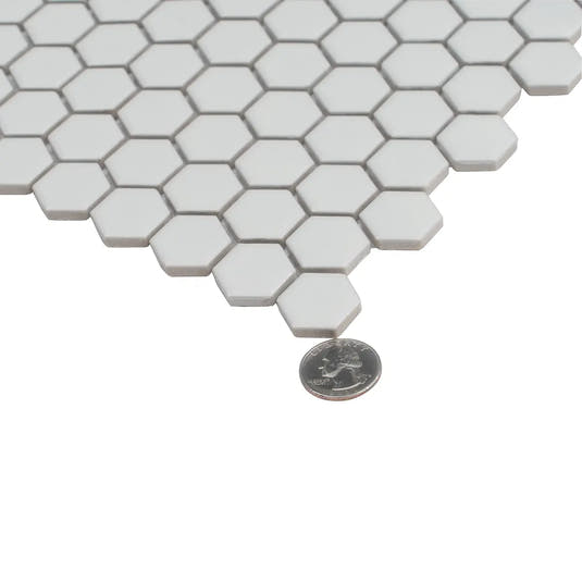 1'' White Matte Hexagon Porcelain Mosaic | Tile Club