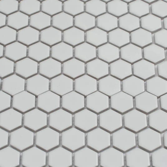 1'' White Matte Hexagon Porcelain Mosaic | Tile Club