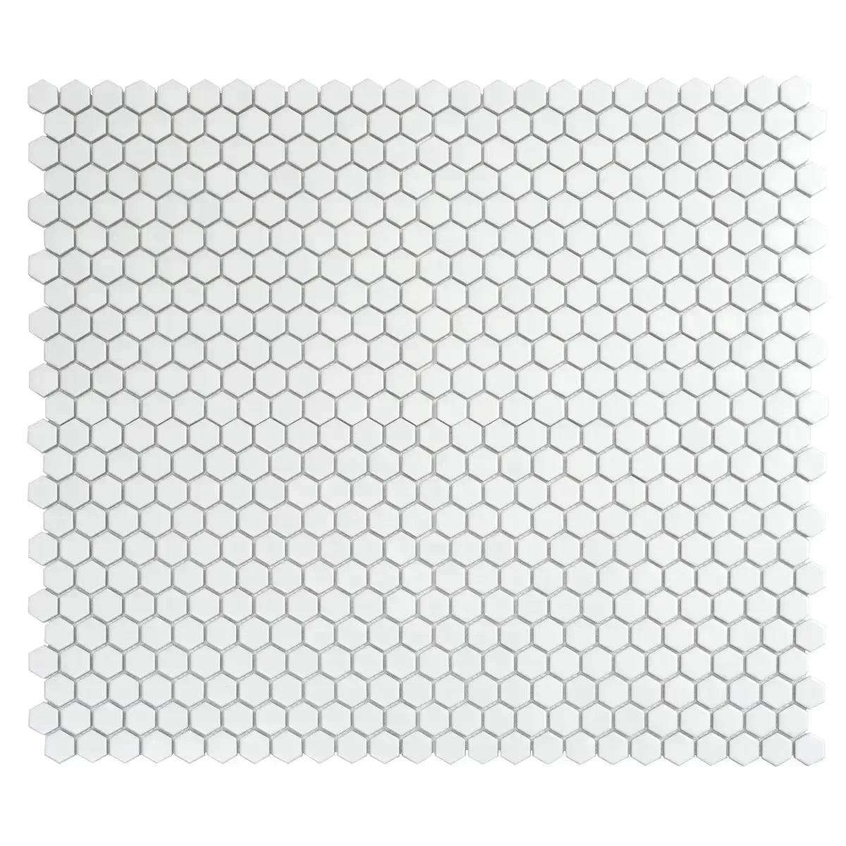 1'' White Matte Hexagon Porcelain Mosaic | Tile Club