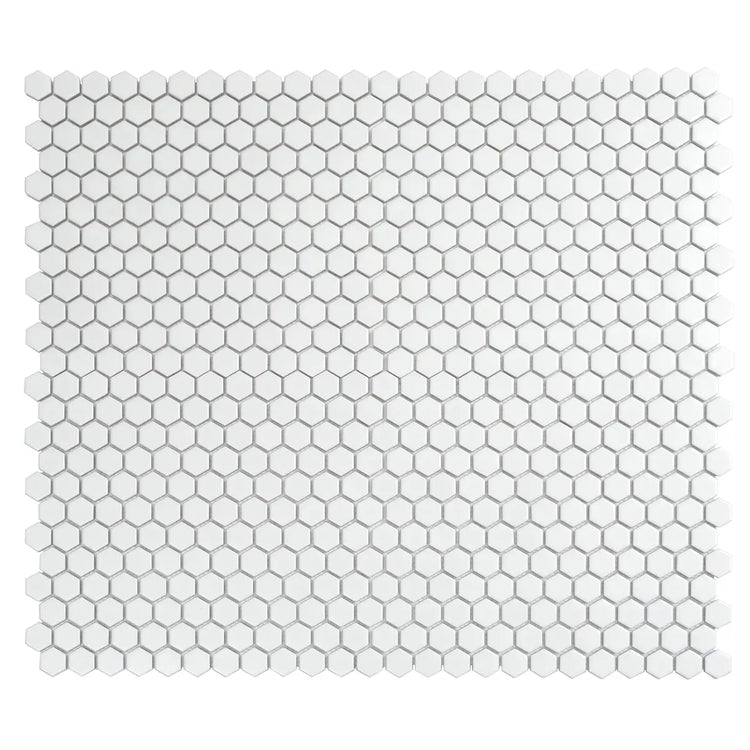 1'' White Matte Hexagon Porcelain Mosaic | Tile Club