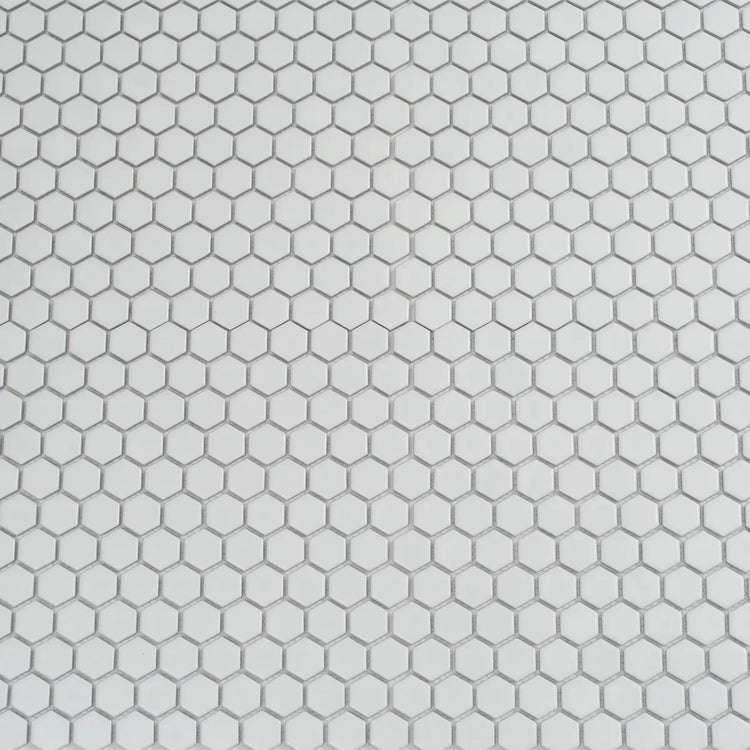 1'' White Matte Hexagon Porcelain Mosaic | Tile Club