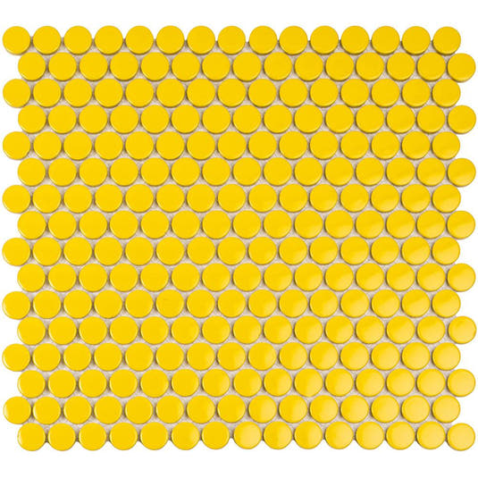 Yellow Buttons Porcelain Penny Round Tile Sample