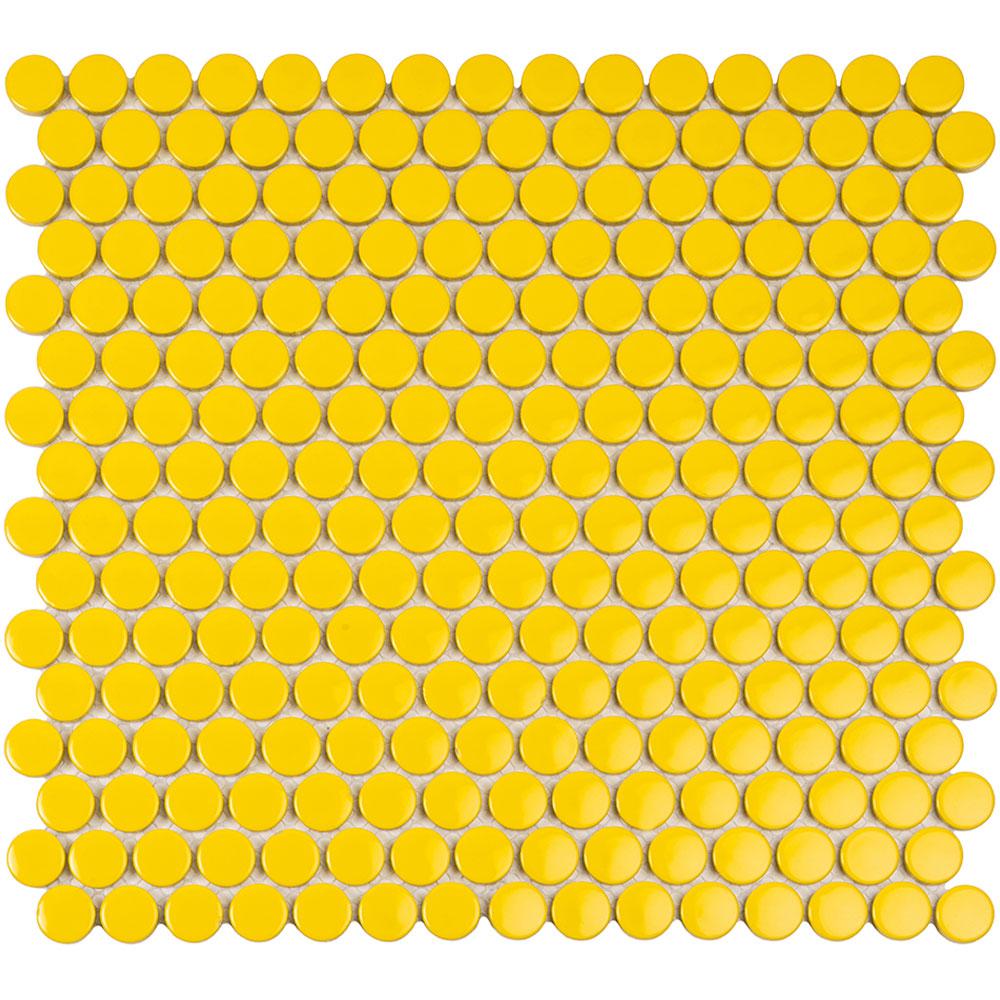 Yellow Buttons Porcelain Penny Round Tile Sample
