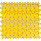 Yellow Buttons Porcelain Penny Round Tile