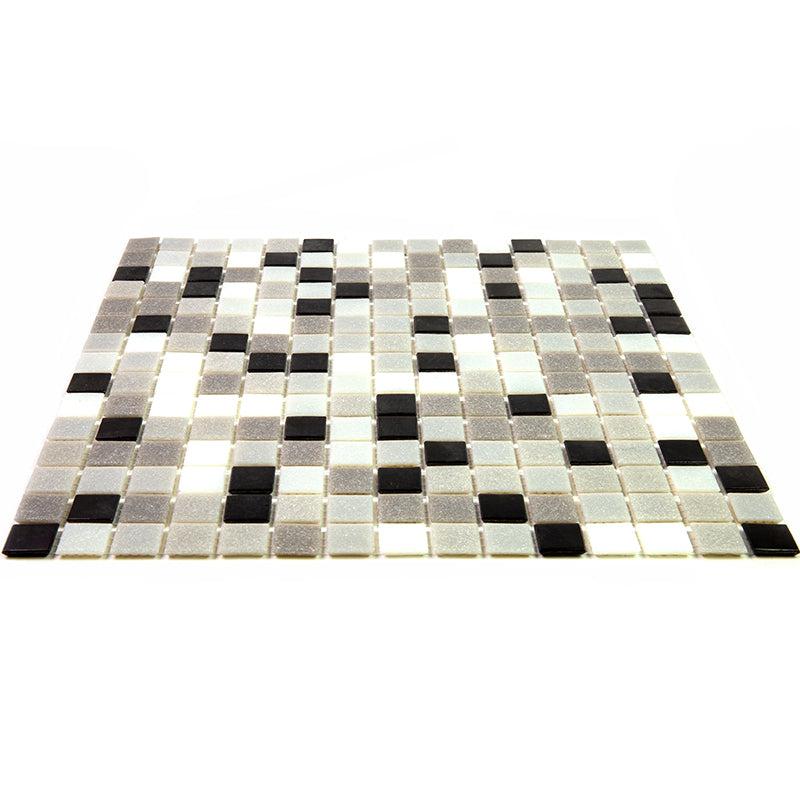 Checkered Black and White Mixed Squares Glass Tile | Tile Club