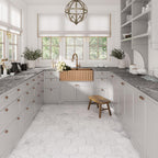 10 Inch White Carrara Marble Hexagon Honed Marble Mosaic Tile | Tile Club