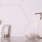 10" Hexagon Thassos White Marble Tile