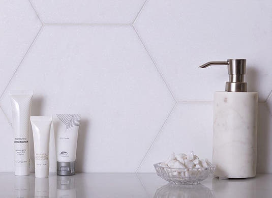 10" HEXAGON THASSOS WHITE HONED