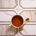 Calacatta Gold Octagon With Lagos Azul Dots