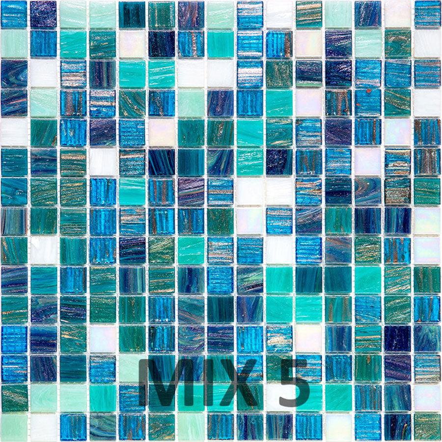 Blue and White Gradient Squares Glass Pool Tile | Tile Club