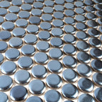 Metallic Blue Buttons Porcelain Penny Round Tile | Tile Club