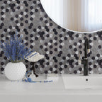 1.25" Silver, Grey and Black Hexagon Peel and Stick Tile | Tile Club