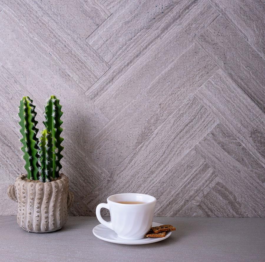 Wooden Beige Chevron Etched Subway Marble Tile