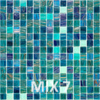 Blue and White Gradient Squares Glass Pool Tile | Tile Club