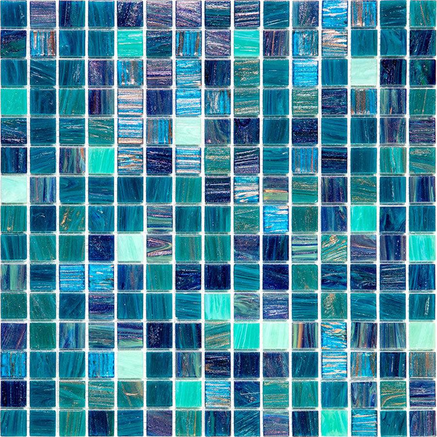 Blue and White Gradient Squares Glass Pool Tile | Tile Club