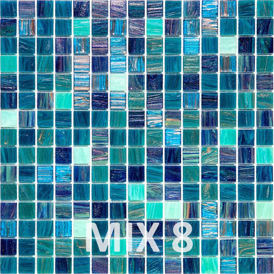 Blue and White Gradient Squares Glass Pool Tile | Tile Club