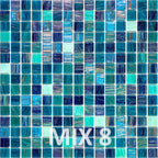 Blue and White Gradient Squares Glass Pool Tile | Tile Club