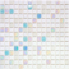 White and Ocean Blue Gradient Mixed Squares Glass Pool Tile | Tile Club