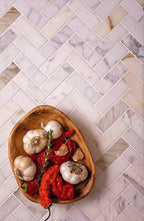 1X3" Calacatta Honed Herringbone Mosaic Tile for Kitchen Countertop