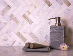 Calacatta Honed Herringbone Mosaic Tile