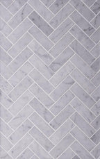 1X3 White Carrara Herringbone Polished Marble Mosaic Tile Backsplash