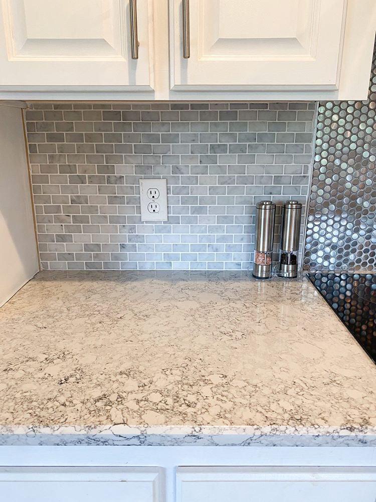 White and Gray Marble Brick Tile