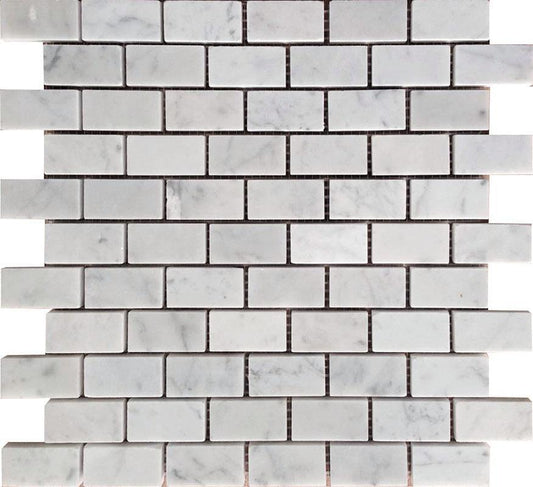 1X2 White Carrara Brick Marble Mosaic Tile Sample