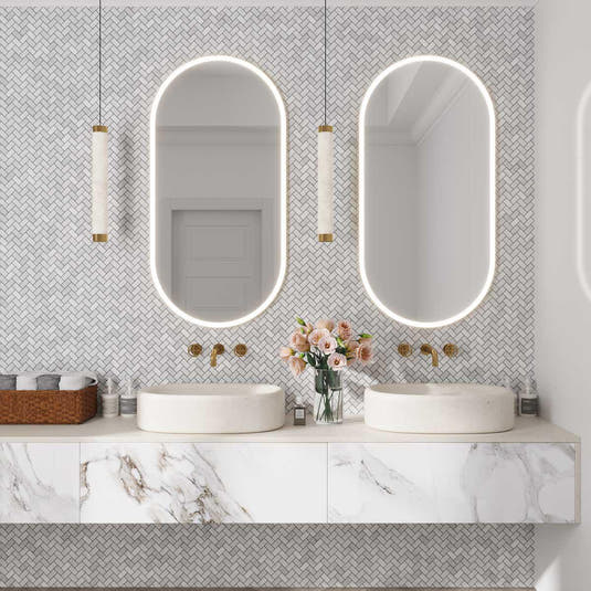 1X2 White Carrara Marble Herringbone Polished Marble Mosaic Tile | Tile Club