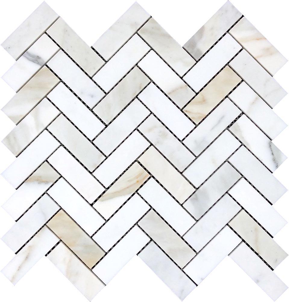 1X3" Calacatta Hold Herringbone Mosaic Tile | Tile Club | Position1
