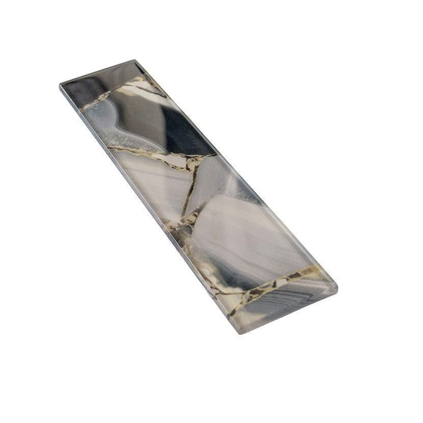 3" x 12" Smoky Quartz Geode Glass Tile | Tile Club