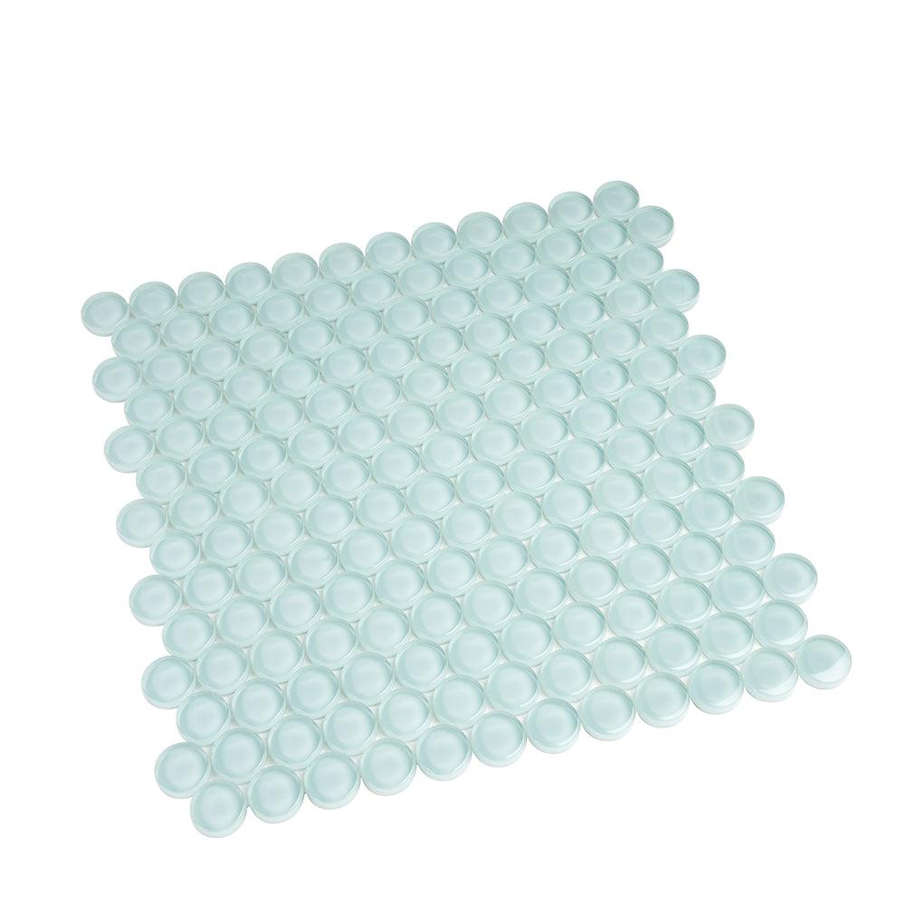 Pale Aqua Glass Penny Round Tile