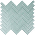Aqua Herringbone Glass Tile