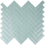 Aqua Herringbone Glass Tile